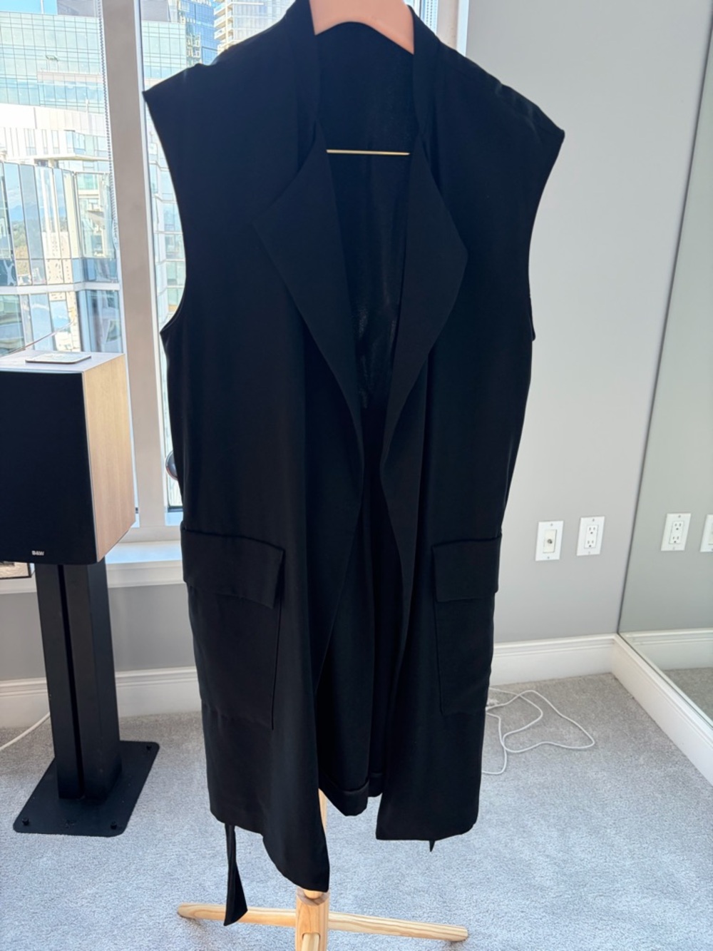 Zara Black Sleeveless Long Open Vest